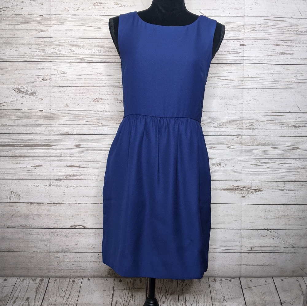j. crew • sleeveless ruched shift dress w pockets